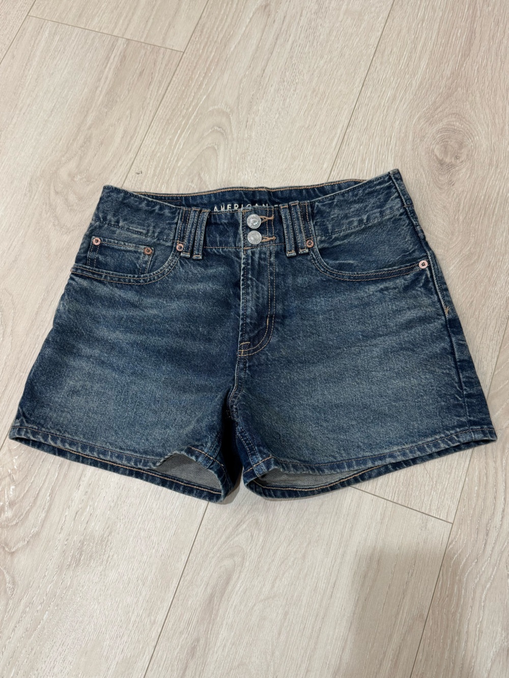 American Eagle Outfitters Dark Blue High Waist Denim Shorts